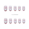 False Nails 24PcsBox Fake Nails Ballerina Pink Color WIth Heart Design DIY Manicure Full Cover Nail Tips with 24Pcs Glue Sticker x0826