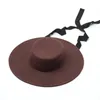 Wide Brim Hats Bucket fashion simple woolen top hat ladies wool felt bandage flat 230825