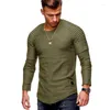 T-shirts pour hommes Vêtements Couleur unie Col roulé Mâle Slim Fit Manches longues Plis Tees Tops M-3XL