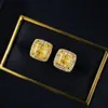 Очарование Wong Rain 18k Gold Lated 925 Серебряные серебряные серебряные сияющие срезы 5*5 мм Серьги для ушей с цитрином