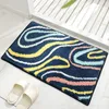 Carpet Blue Sea Wave Pattern Door Mat Quality Anti Slip High Water Absorbent Floor For Bathroom Doorway Toilet 230825