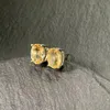 Charm MM Natural Citrine Stud Earrings For Women Real 925 Sterling Silver Vintage Femme Gift Prevent Allergy Fine Jewelry Stone 230825