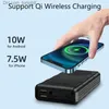 Caricabatterie wireless Qi Solar Power Bank 20000mAh 10W per iPhone 14 13 Powerbank portatile Samsung con altoparlante Torcia LED Q230826