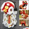 Fournitures de vêtements pour chiens Pet Home Garden Teddy Vêtements Année Chinois Lion Dance Costume Manteau Hiver Chiot Petit Printemps Festival Tang Costume Dhimu