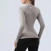 Camisas ativas lu com logotipo outono e inverno roupas de yoga feminino forro velo fitness jaqueta esportiva de manga comprida correndo ciclismo apertado