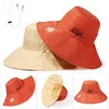 Chapeaux à large bord seau marguerites double face chapeau coton pliable portable casquette de pêcheur avec corde à vent femmes en plein air plage de soleil 230825