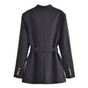 Women' Blends Traf 2023 Frau Mode Blazer Elegante Stilvolle Anzüge Luxus Freizeit Jacke Frauen Große Tasche Mit Gürtel Casual Anzug Mantel 230825