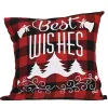 Christmas Pillow Case Black and Red Buffalo Plaid Linen Cushion Cover for Sofa Couch Xmas Decor 18 Inch XBJK2108