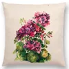 枕水彩の花ブルーベルズゼラニウムコーンフラワーHollyhocks Bouquet Floral Aquarelle Decor Sofa Throw