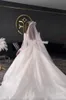 Robe de mariée élégante robe de bal Illusion cou perles dentelle bouffante manches longues robe de mariée balayage Train robes de mariée