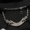 Diseñador de moda Plata Chapado en oro Collares pendientes Material de cobre de alta gama Marca Carta Enlaces Cadenas Collar Joyería de boda Regalo