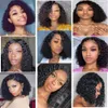 13x4 Short Bob Curly Lace Front Human Hair Wigs Deep Curly Lace Frontal Wigs for Black Women 180% Density Brazilian Human Hair