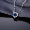 Necklaces JewelryPalace Heart Created Blue Sapphire 925 Sterling Silver Pendant Necklace for Woman Gemstone Fine Jewelry Fashion Gift 45cm