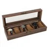 Ringar Watch Box Display Case Organizer för mens smycken Watch Holder Brown, Glass Top