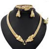 Necklace Earrings Set Fashion Zinc Alloy Electroplated Pendant Bracelet Rings For Women's Jewelry Of Four PieDD10178