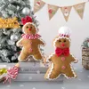 Christmas Decorations 1 Pair Christmas Fuzzy Gingerbread Man Doll Xmas Tree Pendants Year Kids Gift Hanging Ornaments Navidad Home Decorations 230825