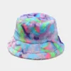 Wide Brim Hats Bucket Autumn Winter Panama Hat Women Faux Fur Fisherman Zebra Print Plush Velvet Warm Female 230825