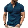 남성용 폴로 여름 남자의 캐주얼 단락 폴로 셔츠 사무실 패션 스탠드 칼라 Tshirt 통기 의류 230825