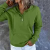 Women's Hoodies Winter Warm Pullover Pockets Button V Neck Solid Long Sleeve Casual Sweatshirts Oversized Ladies Streetwear Coat