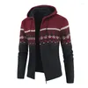 Männer Pullover 2023 Herbst Winter Strickjacke Mit Kapuze Gestrickte Druck Mantel Mens Casual Fleece Warm Zipper Pullover