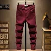 Męskie dżinsy modne modne mężczyźni Wysokiej jakości czarny czerwony elastyczne Slim Fit Vintage Korean Style Straszne designerskie spodnie dżinsowe Hombre 230825