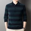 Polos para hombre Otoño Negocios Casual Polo de punto Cuello de camisa Manga larga Top de punto cálido 230825