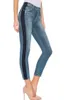 Jeans für Damen, High Street, Designer-Beine, offene Gabel, enge Seitenstreifen, elastische Denim-Hose, warme Schlankheits-Jeans, kurze Hose, gerade, Marken-Frauen-Stretch