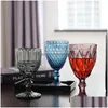 Bicchieri da vino all'ingrosso 240Ml 300Ml 4 colori Lampada in vetro colorato in rilievo in stile europeo Calici spessi Consegna a goccia Giardino di casa Kitche Dh81Z
