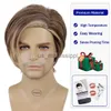 Synthetic Wigs GNIMEGIL Synthetic Hair Cosplay Wigs for Men Short Hairstyles Mix Brown with Highlights Colour Wigs Halloween Costume Party Wigs x0826