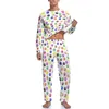 Heren nachtkleding Hond Pow Art Pyjama Lange mouw Kleurrijke pootafdrukken 2-delig Casual set Lente Mannelijk Ontwerp Cool