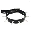 Choker Decopunk Black Spike Collar Pu Leather Goth Halsband för Women Party Club Chockers Sexiga gotiska smycken Harajuku