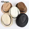 Wide Brim Hats Bucket Summer Straw Hat Men Women Jazz Fedora With Belt Short Sleeve Casual Beach Visor Sun Cap Panama sombrero hombre 230825