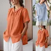 Blusas de mujer de gran tamaño literarias sueltas con cubierta de carne sólida Casual camisa de manga corta Top ajustado camisas atléticas para mujer