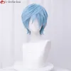 Cosplay perukları yüksek kaliteli 30 cm siyah pembe kırmızı kısa saç için erkek partisi sentetik ısıya dayanıklı saç cadılar bayramı anime renkli peruk kapağı 230826