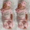 Rompers Born Baby Flower Romper Girl Girl Tassubut Opaska na głowę stroje dziewcząt Zestaw 230825