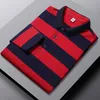 Mens Polos varumärke Business Long Sleeve Polo Shirts Män Kläder randiga toppar Lapel Luxury Clothing Fashion Embroidered Golf Wear 230825