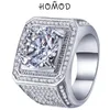 Band Rings HOMOD Micro Pave CZ Wedding Rings Engagement Hip Hop Ring Round Shape Cool Street women Men Bling Iced Out CZ Ring 230826