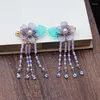 Hair Clips Ink Blue Tassel Hairpin Xianqi Girl Hanfu Traditional Headdress Handmade