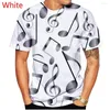 Men's T Shirts Fashion Piano Musical Note Tryckt Skjorta Män kvinnor 3D -tröjor Roliga Pullover Sportwear Hip Hop Tee