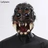 Party Masks Horror Creepy Spider Mask Cosplay Scary Animal Spiders Big Eyes Tooth Open Mouth Latex Hjälm Halloween Party Costume Props 230826