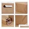 Verpackungsboxen Großhandel Kraft Box Handwerk Tasche mit Griff Seife Süßigkeiten Bäckerei Kekse Kekse Verpackung Papier Drop Lieferung Büro Schoo Otnhs