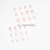 False Nails 24PcsBox Glitter Sequins Fake Nails Press On Short Square Head Nail Tips With Glue Sticker Nails Set Press On Nail Art x0826