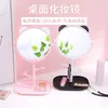 Kompaktowe lustra Dshou137 Pink Cat Ear Mirror Stół Stoy Baza bazowa Baza do łazienki zwykłe lustro makijażu z biżuterią Półki kosmetyczne 230826