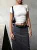 Women's T Shirts Womens Basic Short Sleeve Slim Fitted Off The Shoulder Cute Crop Tops Asymmetrical Ruched Seamless Cropped