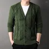 Suéter masculino de alta qualidade marca de malha moda cardigan preppy homens suéter coreano casual longo solto ajuste casacos jaqueta roupas 4xl