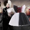 Cosplay Halloween Film Böse Cruella Mädchen Kostüm Kinder Maskerade Party Schwarz Weiß TuTu Kleid Kopfbedeckung Karneval 230825