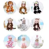 Rompertjes Baby Rompertjes Winter Kigurumi Cat-kostuums voor meisjes Jongens Peuter Animal Jumpsuit Babykleding Pyjama's Kinderoveralls ropa bebes 230825