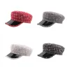 BERETE XDANQINX WINTER WOMENSING FLAT CAP PLAIDエレガントな軍事帽子厚い綿糸ファッションブライトシルクヒップホップキャップ女性230825