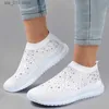 Sneakers Summer Women Crystal Breattable Knit Shining Dress Non-Slip Flats Woman Plus Size 43 Bekväma mjuka botten Sportskor T230826 575