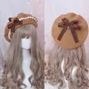 Berets Soft Sweet daisy Bow Hat French Biscuit Beret Wool Painter Side Fold Hairpin Lolita Accessory Cute Female 230825